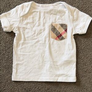 Burberry White Tee with Plaid Accent